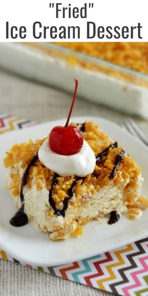 Fried Ice Cream Dessert is one of my favorite desserts ever! There's no deep-frying involved with this version, just a quick pan-fry to make the amazing crust that coats a dreamy, cinnamon ice cream combo! Summery Foods, Fried Ice Cream Dessert, Mexican Fried Ice Cream, Life In The Lofthouse, Cinnamon Ice Cream, Tiramisu Dessert, Desserts Ideas, Homemade Goodies, Fried Ice Cream