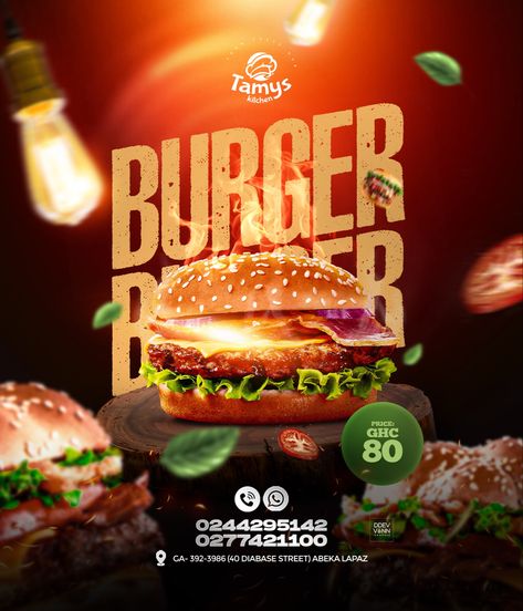 Food flyer design (Burger) Social Media Ads Design, Food Flyer Design, Creative Burger, Burger Design, Restaurant Poster, Burger Places, Food Flyer, Menu Flyer, Illustrator Design Tutorial