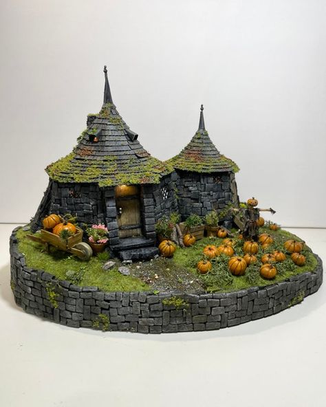 Diy Hagrids Hut, Harry Potter Display, Pumpkin Diorama, Harry Potter Pumpkin, Hagrids Hut, Harry Potter Miniatures, Fairy House Crafts, Fairy House Diy, Noel Diy