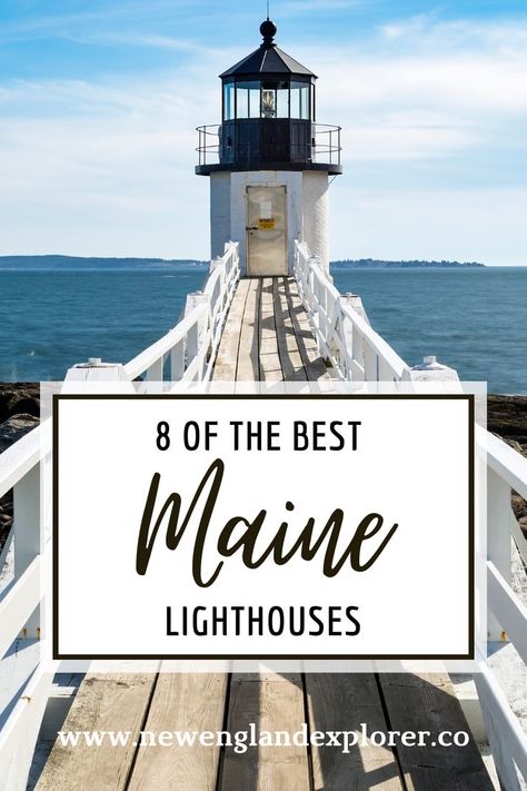 a photo of Marshal Point Lighthouse with a title that says 8 of the Best Maine Lighthouses Lighthouses In Maine, East Coast Lighthouses, Maine Road Trip, Architecture Set, Northern Maine, Lighthouses Photography, Maine Lighthouses, New England Road Trip, Maine Vacation