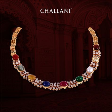 Nonchalance Navratan Necklace studded with pear shaped diamonds from house of Challani Jewellery Mart, T.Nagar! For more details please call our customer care number at + 919042916916.

Approximate Weight
Gold: 36.66 Grams
Diamond: 4.39 CTS
Navaratna Stones : 24.27

#bridaljewellery | #diamondijewellery | #jadaujewellery | #diamondnecklace | #diamondcollection | #celebratewithcelebrate |#challanijewellerymart | #challani | #tnagar | #chennai Gold Jewelry Prom, Bridal Diamond Necklace, Fancy Jewelry Necklace, Gold Jewelry Simple Necklace, Beautiful Gold Necklaces, Gold Necklace Indian Bridal Jewelry, Handmade Gold Jewellery, Beaded Necklace Designs, Black Beaded Jewelry