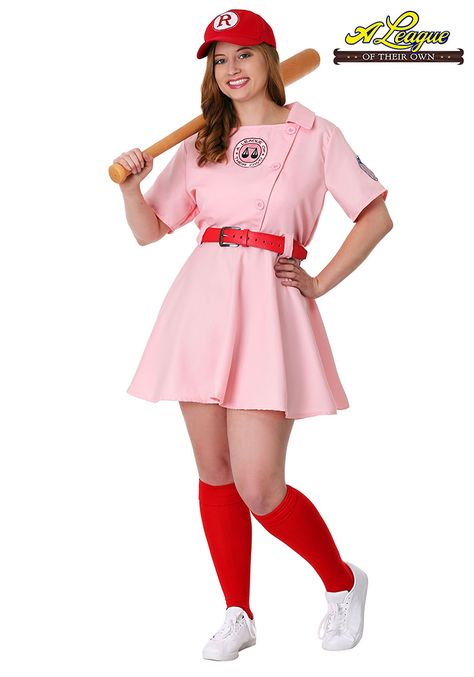 10 Last-Minute Halloween Costume Ideas from HalloweenCostumes.com - Spooky Little Halloween 90s Movies Costumes, A League Of Their Own, League Of Their Own, Plus Size Costume, Plus Size Halloween Costume, Plus Size Costumes, Light Pink Dress, Shirtwaist Dress, Plus Size Halloween