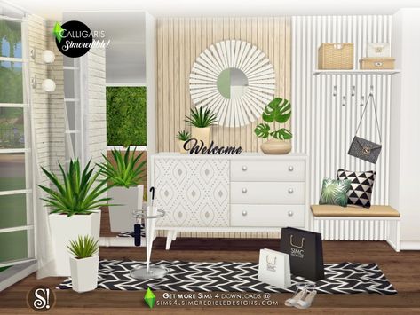 Sims 4 Bedroom, Entry Furniture, Sims 4 House Design, Casas The Sims 4, Entry Hallway, Sims 4 Cc Furniture, Hallway Decor, Sims 4 Build, Artist House