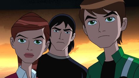 Gwen, Kevin, and Ben looking forward Kevin And Gwen, Ben 10 Aesthetic, Ben And Gwen, Kevin Levin, Ben 10 And Gwen, Gwen 10, Foster Home For Imaginary Friends, Watching Cartoons, Superhero Cartoon