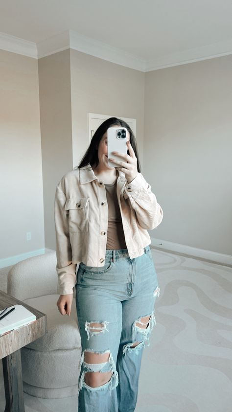 Corduroy Cropped Shacket, Amazon Fall Fashion Finds, Fall Jackets #fallfashion #fallootd Cropped Shacket Outfit Women, Shacket Outfit Women, Cropped Jacket Outfit, Affordable Summer Dresses, Cropped Shacket, Amazon Fall Fashion, Shacket Outfit, Corduroy Shacket, Midsize Outfits