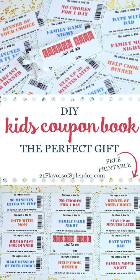 Free printable kids coupon book is great for handing out to your kids to give them a special treat on Valentine's Day, Christmas, birthday, or just because #gifts #kids #diygifts #printables Kids Coupon Book, Gift 21, Coupon Book Diy, Intentional Motherhood, Christmas Coupons, Diy Coupons, Kids Rewards, Free Printable Coupons, Faith Blogs