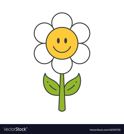 Daisy Vector, Daisy Cartoon, Cartoon Daisy, Big White Flowers, T Shirt Print Design, Illustration Funny, T-shirt Print Design, Pinterest Images, Cartoon Flowers