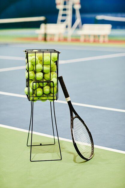 Ball hopper at tennis court | Premium Photo #Freepik #photo #tennis #tennis-net #tennis-court #tennis-background Tennis Net, Tennis Photos, Quotes About Photography, Sporty Casual, Tennis Ball, Tennis Court, Premium Photo, Tennis, Stock Photos