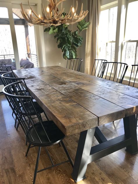 Rustic Farmhouse Kitchen Table, Rustic Large Dining Table, Reclaim Wood Dining Table, Cabin Tables, Rustic Wood Tables, Weathered Wood Table, Pine Wood Table, Chunky Kitchen Table, Custom Built Dining Room Table