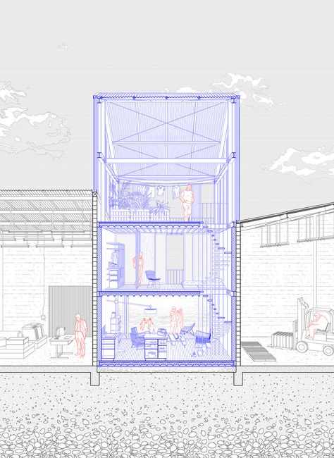 Arnaud Jouanchicot (architecte), 2016, coupe Section Drawing Architecture, Portfolio D'architecture, Collage Architecture, Architecture Cool, Section Drawing, Best Architecture, Architecture Presentation Board, Architecture Panel, Architecture Collage