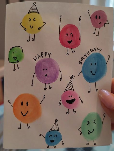 Simple Drawing Birthday Card, Cute Hand Drawn Birthday Cards, Birthday Card Ideas For Friends Watercolor, Draw A Birthday Card Hand Drawn, Simple Drawn Birthday Cards, Birthday Card Inspo, Happy Birthday Doodles, Diy Watercolor Cards, Birthday Doodle