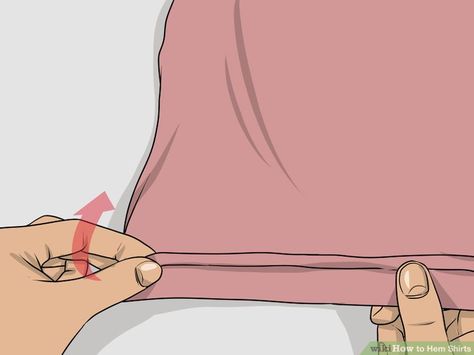 4 Ways to Hem Shirts - wikiHow Hot Mini Dress, Shirt Alterations, Altered T Shirts, Sewing Tshirt, Sewing Hems, Original Hem, Sewing Alterations, Spandex Shirts, Sewing Tutorials Clothes