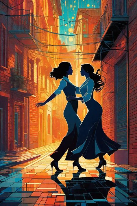 Two Females Posing Together, People Dancing Art, 2 People Dancing, Women Dancing Together, Couple Dancing Art, Ballroom Dancing Aesthetic, Dancing Couple Aesthetic, Couple Dancing Drawing, Two Women Dancing