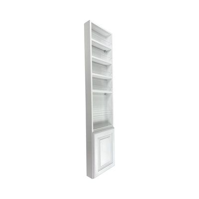 Handcrafted by artisans right here in Sarasota, FL. Can be mounted on the wall or side of a cabinet. This rack can also be mounted on a hollow-core door such as a pantry door with specially included fasteners. Clear acrylic dowels help hold things in on each shelf, while the inset back panel hides the wall behind the rack! The storage cabinet includes two glass shelves inside which are fully adjustable. Easy to mount on the wall with screws and anchors provided. Raised Panel Door sits on Blum co Behind Door Pantry Storage, Side Of Cabinet Storage, Plaster Cabinets, Narrow Kitchen Cabinet Ideas, Murphy Door Pantry, Shallow Kitchen Cabinets, Next To Fridge Storage, Side Of Refrigerator Ideas, Slim Wall Cabinet