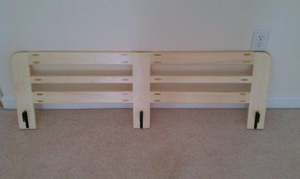 Bunk Bed Side Rail- easy project Loft Bed Guard Rail, Diy Bunk Bed Railing, Bunk Bed Guard Rail Diy, Bunk Bed Railing Ideas Diy, Bed Railing Ideas, Bunk Bed Railing Ideas, Diy Bed Rail, Bunk Bed Rails, Bunk Bed Rail