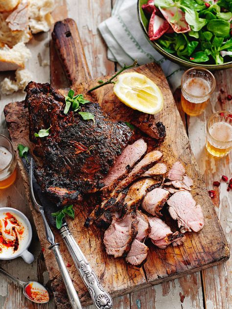 Butterflied leg of lamb | Lamb recipes | Jamie Oliver Lamb Marinade, Bbq Lamb, Boneless Leg Of Lamb, Lamb Leg Recipes, Leg Of Lamb, Lamb Dishes, Campfire Food, Munnar, Think Food