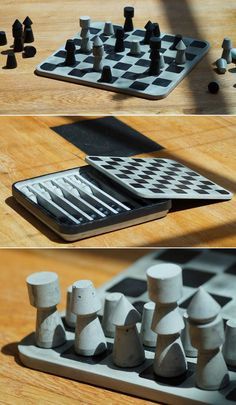 Concrete Chess Set, Chess Set Design, Cool Chess Sets, Diy Chess Set, Battle Chess, Pottery Games, Interior Home Design Ideas, Chess Design, Chess Tournament