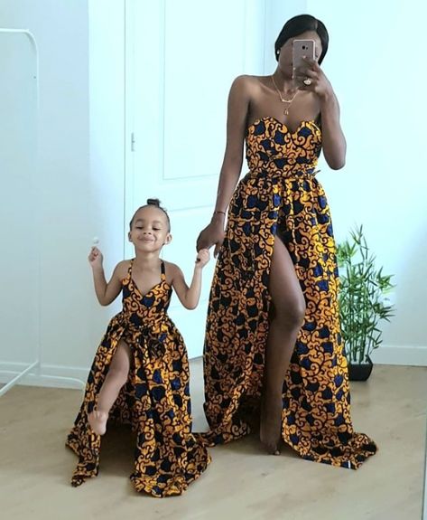 Mom Daughter Outfits, Mommy Daughter Outfits, Mother Daughter Fashion, Ankara Clothing, Mother Daughter Matching Outfits, Mom And Daughter Matching, Mother Daughter Outfits, African Dresses For Kids, African Print Clothing