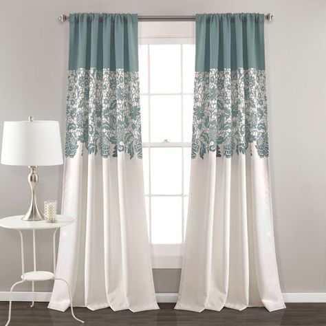 Curtain Inspiration, Fabric Blocks, Curtains Ideas, House Remodeling, Estate Garden, Floral Room, Curtain Room, Lush Decor, Grey Curtains