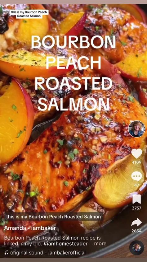 BOURBON 🥃 PEACH 🍑 SALMON by iambakerofficial Get your fresh Rose's Seafood, Inc. Recipe link https://www.tiktok.com/t/ZT88p73ba/ | Rose's Seafood, Inc. Roasted Salmon Recipes, Low Cal Meals, Fish Dinners, Seafood Dish Recipes, Homestead Recipes, Poached Salmon, Amazon Forest, Salmon Dinner, Salmon Dishes