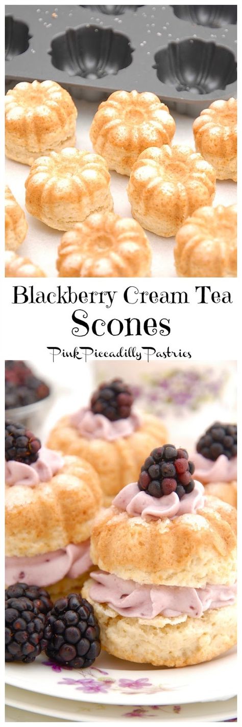 Pink Piccadilly Pastries: Cream Tea Scones with Blackberry Whipped Cream Cake Ideas Wedding, Tea Scones, Books And Tea, Scone Recipes, Afternoon Tea Recipes, Tea Party Food, Wedding Tea, Cream Tea, Tea Sandwiches