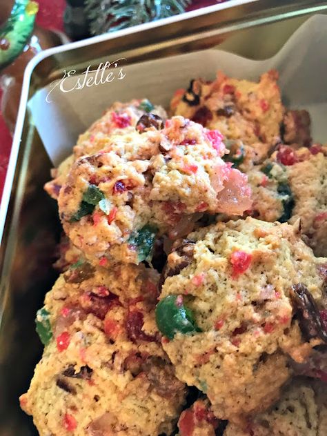 Fruitcake Cookie Bars, Old Fashioned Fruit Cake Cookies, Fruitcake Cookies Trisha Yearwood, Christmas Fruitcake Recipes, Chewy Fruitcake Cookies, Christmas Fruitcake Cookies Recipes, Fruitcake Cookies Recipe Candied Fruit, Decadent Chewy Fruitcake Cookies, Fruitcake Cookies Recipe