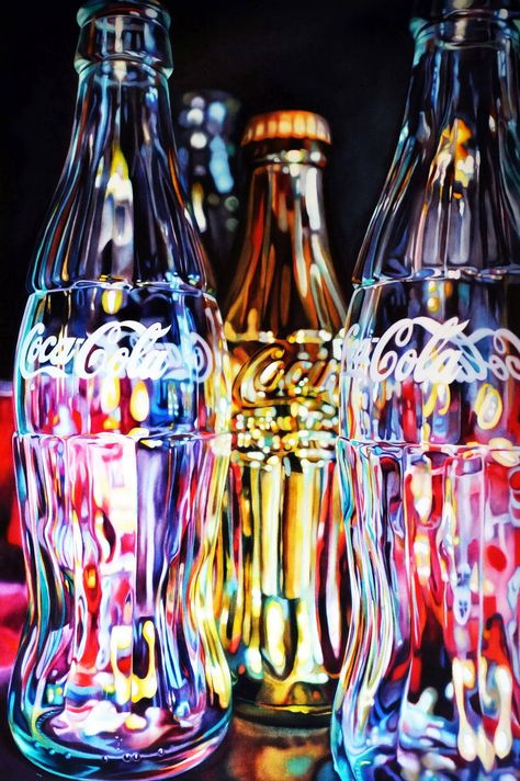 Golden Coke by Kate Brinkworth Kate Brinkworth, Thomas Saliot, Coke Bottle, Tableau Art, Bohol, Gcse Art, Wow Art, Foto Art, Hyperrealism