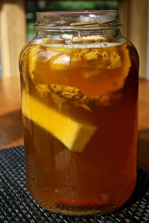 TEPACHE- The Delicious Fermented Pineapple Beverage - The Cultured Foodie Fermented Pineapple, Tepache Recipe, Pineapple Beer, Rhubarb Wine, Fermented Fruit, Fermented Vegetables Recipes, Kumano Kodo, Fermented Honey, Pineapple Drinks