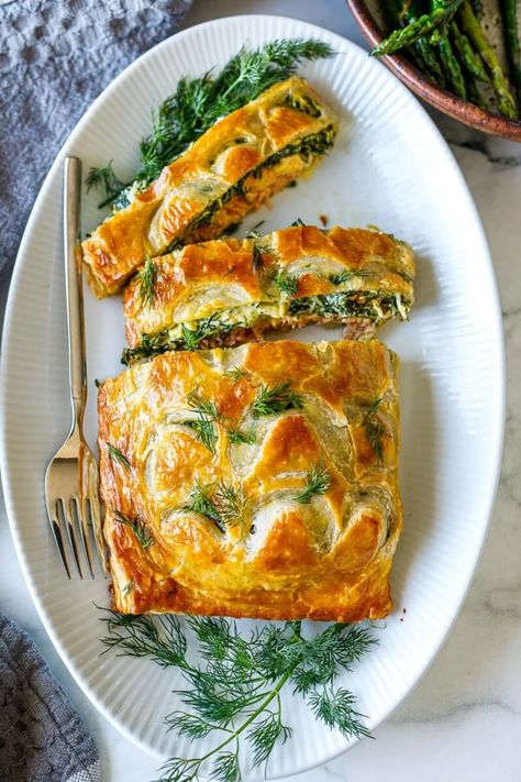 Salmon Wellington | Feasting At Home Seafood Wellington, Fish Wellington, Spinach And Cheese Stuffed Salmon Wellington, Puff Pastry Salmon Wellington, Food Dolls Salmon Wellington, Salmon En Croute Recipe, Salmon In Puff Pastry, Salmon Wellington Recipe, Quick Supper Ideas