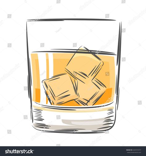 Rocks Glass Drawing, Glass Of Whiskey Drawing, Whiskey Glass Illustration, Whiskey Glass Cookies, Rocks Glass Tattoo, Whisky Glass Tattoo, Whiskey Glass Drawing, Whiskey Clipart, Whiskey Drawing