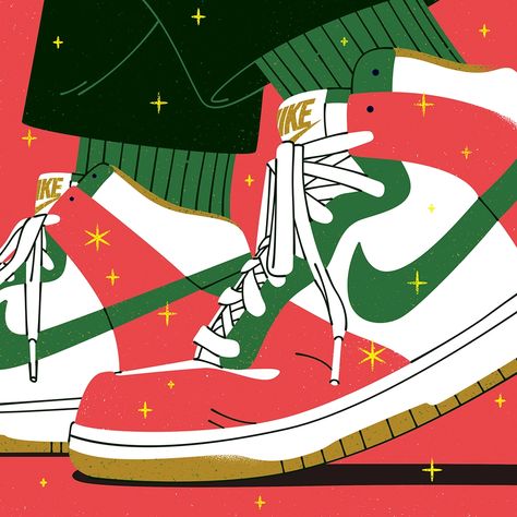 Nike Dunks by Folio Illustration Agency on Dribbble Nike Drawing, Candle Illustration, Sneakers Illustration, School Illustration, Food Graphic Design, Sport Illustration, Basketball Art, Conceptual Illustration, Sport Art