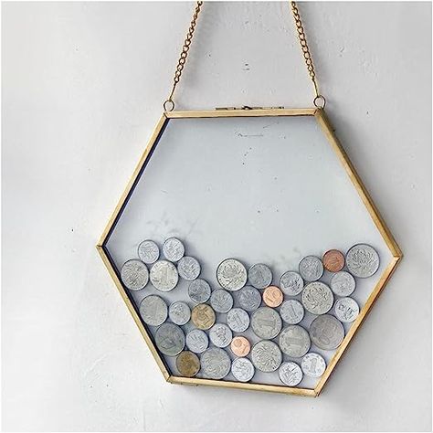 Amazon.com: Ebrima Gold Glass Frame for Coin Display, Wall Hanging Coin Collecting Holders, Currency Dollar Bill Collection Supplies Holders for Collectors, Glass Piggy Bank (Large) : Office Products Hanging Glass Frames, Coin Display Case, Coin Frame, Coin Crafts, Souvenir Display, Challenge Coin Display, Foreign Coins, Coin Art, Coin Display