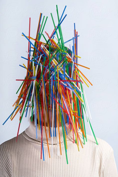 human face covered with colorful plastic straws, anti plastic concept Ocean Pollution, Trash Art, Plastic Art, Plastic Pollution, Human Face, Screen Savers, Face Cover, Collage Art, Photography Inspiration