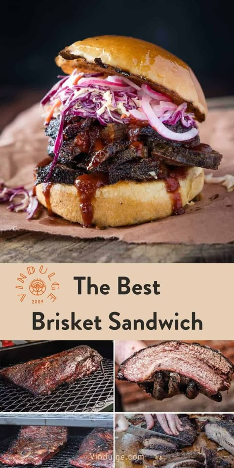 If you are looking for an amazing leftover brisket recipe this brisket sandwich is it. Rich BBQ sauce, coleslaw, and onions are the perfect pairing to the rich and buttery flavors of brisket. Smoked Beef Brisket Burger, Smoked Brisket Burger, Assorted Sandwiches, Leftover Brisket Recipes, Brisket Sandwich Recipe, Beef Brisket Sandwich, Taco Shack, Recipes On The Grill, Best Brisket