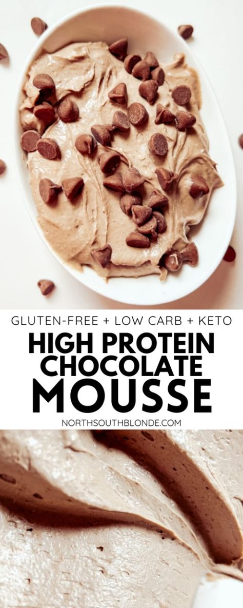 This high protein chocolate mousse only needs 4 ingredients and is sugar free, low carb, and keto friendly. The perfect healthy dessert that's rich, creamy, and oh so satisfying! Low Carb Low Calorie Desserts Easy, Healthy Dessert Low Carb, Protein Snacks Keto, Protein Drink Dessert, Low Calorie Keto Dessert, Healthy Desserts With Protein, Low Carb High Protein Recipes Desserts, Low Carb High Protein Sweet Treats, Healthy Protein Desserts Low Carb