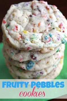 Fruity Pebbles Cookies, Fruity Pebble Cookies, Fruity Pebbles Cereal, Pebbles Cereal, Vanilla Pudding Mix, Fruity Pebbles, Yummy Sweets, Diet Food, Cookie Monster