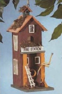 Birdhouse Fire Station Outdoor Birdhouses, Decorative Birdhouses, Insect House, Artistic Gifts, Decorative Lamps, Rustic Birdhouse, Bird Accessories, Unique Bird Houses, Decorative Bird Houses