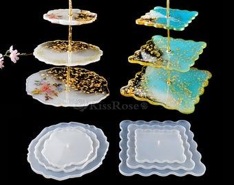 Resin Tray Ideas, Resin Diy Crafts, Personal Desserts, Diy Resin Coasters, Tea Stand, Coaster Diy, Three Tier Cake, Epoxy Crafts, Resin Crafts Tutorial