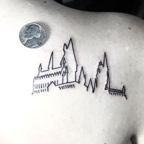 Small #hogwarts outline for you #potter fans thanks for looking #Uncategorized Harry Potter Castle Tattoo, Hogwarts Outline, Hogwarts Castle Tattoo, Hogwarts Tattoo, Harry Potter Castle, Hp Tattoo, Castle Tattoo, Omerta Tattoo, Best Tattoos For Women