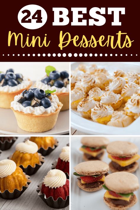 Mini-desserts may be tiny treats, but they're big on flavor and satisfaction! From brownie bites to mini-cheesecakes, these little bites are sure to delight. Bite Sized Desserts For A Crowd, Mini Desserts Ideas, Tiny Desserts, Desserts Mini, Mini Brownie Bites, Mini Cheesecake Bites, Bakery Sweets, Mini Dessert Recipes, Mini Dessert Cups