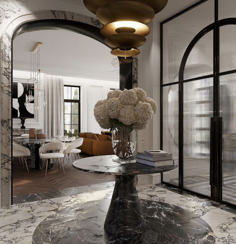 Grand Foyer Design, French Foyer Design, French Foyer, Landed House, Classic Entrance, Classic Decoration, Hello Future, French Interiors, Grand Foyer