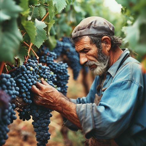 Vineyard Harvest Worker: An experienced vineyard worker carefully inspects and harvests ripe blue grapes during the harvest season. #vineyard #grapes #harvest #worker #agriculture #viticulture #winemaking #nature #aiart #aiphoto #stockcake https://ayr.app/l/4yKo Grape Vineyard, Grape Harvest, Grape Harvesting, Bible Images, Harvest Season, The Harvest, Fine Wine, Grape Vines, Agriculture