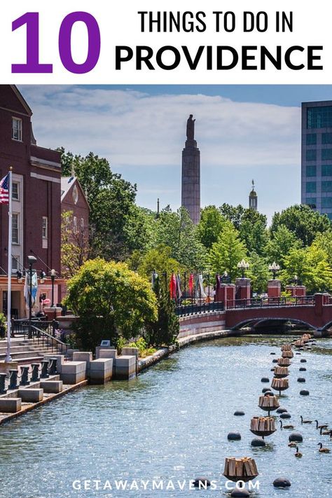 Discover the vibrant city of Providence, Rhode Island, and its top attractions! Immerse yourself in history on a walking tour of the city, explore the art at RISD Museum, and enjoy the magical WaterFire Festival. Embrace nature at Roger Williams Park & the Providence Riverwalk,  and then catch a show at the Providence Performing Arts Center. Don't miss a Gondola ride along the waterways. Providence promises a captivating journey filled with art, culture, nature, and culinary delights! Providence Rhode Island Aesthetic, Rhode Island Vacation, Roger Williams Park, Risd Museum, Rhode Island Travel, Connecticut Travel, Gondola Ride, England Trip, Best Weekend Getaways