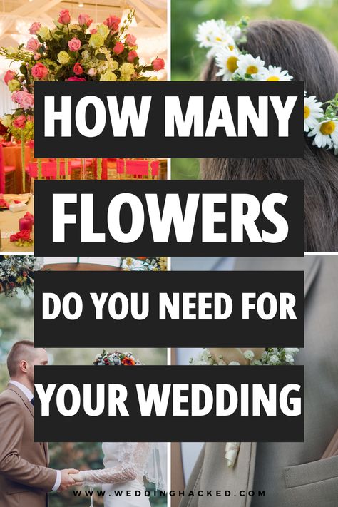 This blog post goes over how to calculate how many flowers do you need for your DIY wedding. This includes bridal bouquet flowers, bridesmaid bouquet flowers, wedding ceremony flowers, wedding reception flowers, wedding flower crowns, wedding flowers for boutonniers, corsages and miscellaneous floral arrangements for your wedding decor. Flower Options For Wedding, Flowers For Wedding Reception, How To Make A Flower Arrangement For A Wedding Arch, What Flowers Do I Need For My Wedding, List Of Wedding Flowers, What To Do With My Wedding Bouquet, Where Do You Need Flowers At A Wedding, Reuse Ceremony Flowers For Reception, Who Needs Flowers In A Wedding