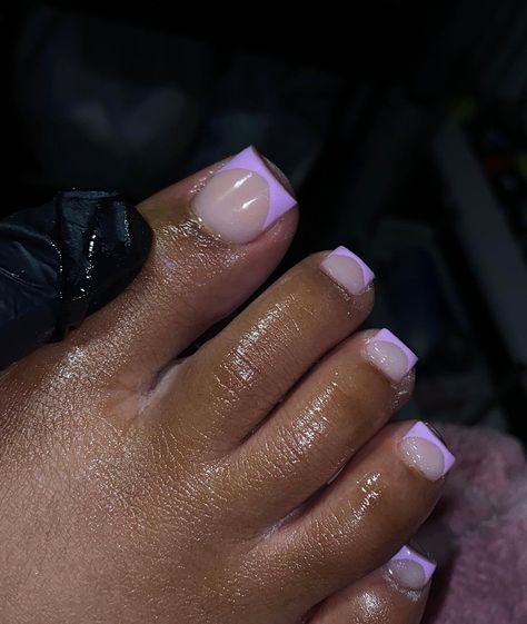 Acrylic Pedicure, Purple Pedicure, French Toe Nails, Purple Toe Nails, Lilac Nails Design, Purple Tips, Gel Toe Nails, Acrylic Toes, Acrylic Toe Nails