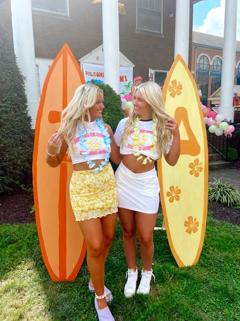 Alpha Xi Delta Shirts, Beach Bid Day Banner, Bahamas And Pajamas Sorority, Beach Club Bid Day, Tropical Bid Day Theme, Beach Theme Bid Day, Tropical Sorority Theme, Welcome To Paradise Bid Day Theme, Bid Day Themes Kappa Delta