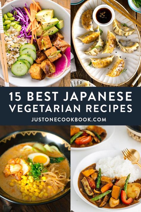 From ramen to gyoza to flavorful curry, you'll find a collection of our most favorite Japanese vegetarian recipes that everyone will love. They are vegan adaptable too. Bookmark the recipes and get ready to satisfy your cravings for all things delicious! #japanesevegetarianrecipes #veganrecipes #vegetarian #vegan | Easy Japanese Recipes at JustOnecCookbook.com Vegetarian Japanese Curry, Japanese Vegetarian Recipes, Vegetarian Japanese, Vegetarian Asian, Vegan Japanese, Asian Vegetarian Recipes, Japanese Dinner, Easy Japanese Recipes, Japanese Recipes