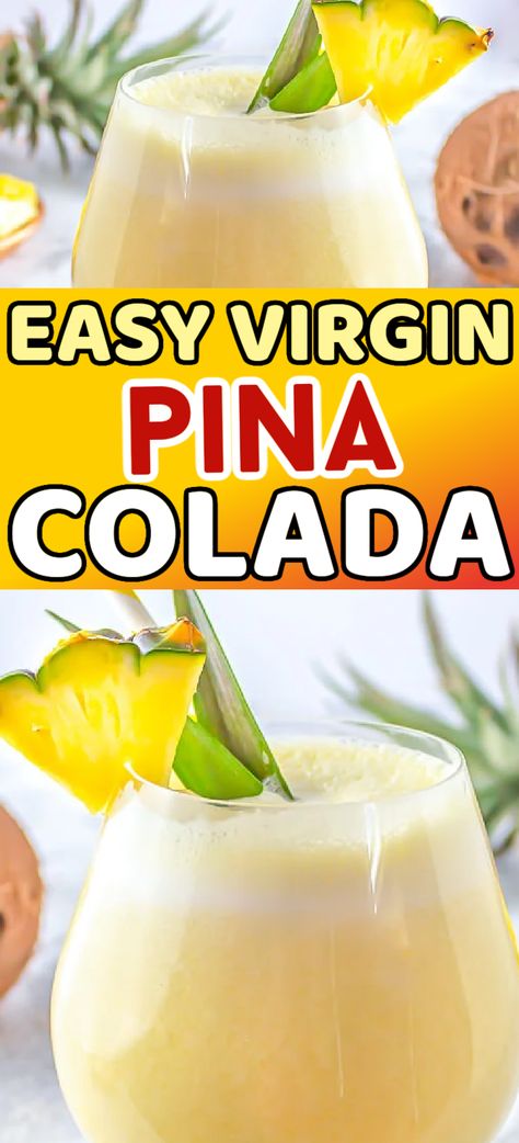 It's time for a simple, 3 ingredient piña colada mocktail recipe. This is delicious and so easy to make at home. Nonalcoholic Pina Colada Recipe, Mocktail Pina Colada Recipe, Easy Virgin Pina Colada Recipe, Homemade Pina Colada Recipe Virgin, Hawaiian Drinks Non Alcoholic Luau Party, Summer Cocktails Non Alcoholic, Virgin Pina Colada Recipe Non Alcoholic, Simple Pina Colada Recipe, Drinks For Kids To Make