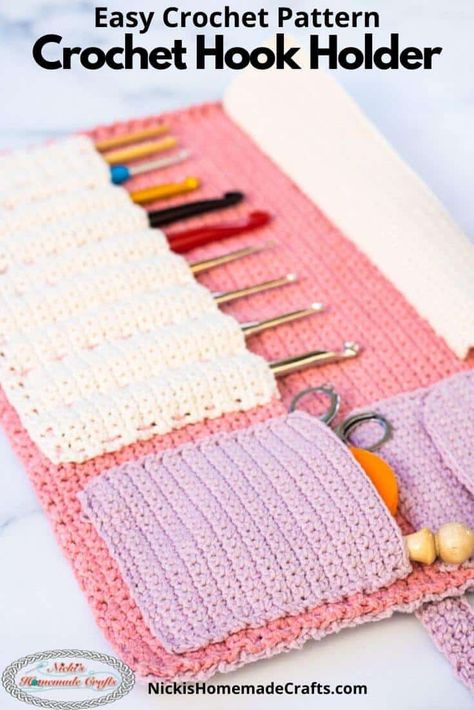 Learn how to crochet a Crochet Hook Holder which is the ultimate storage unit to store your crochet hooks and notions and even patterns. This premium crochet pattern is easier than you might think. It's the perfect weekend project. And it looks like a book when folded and closed. #crochet #pattern #crochetpattern #freecrochetpattern #crochethook #holder #organizer #crochetstorage #hooks #storage #crochettechniques #singlecrochet #tutorial #crochettutorial #winter #fall #diy #diyideas #giftideas Crochet Hook Holder Pattern, Crochet Hook Storage, Fursuit Tutorial, Crochet Hook Holder, Crochet Organizer, Crochet Hook Case, Crochet Case, Clothes Tutorial, Crochet Storage