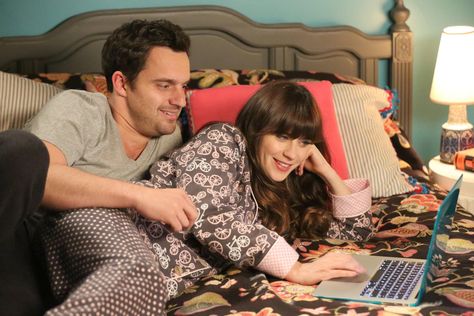 New Girl Nick And Jess, Jess New Girl, Nick And Jess, Honeymoon Stage, John Fogerty, Jake Johnson, Jessica Day, Bike Print, Nick Miller